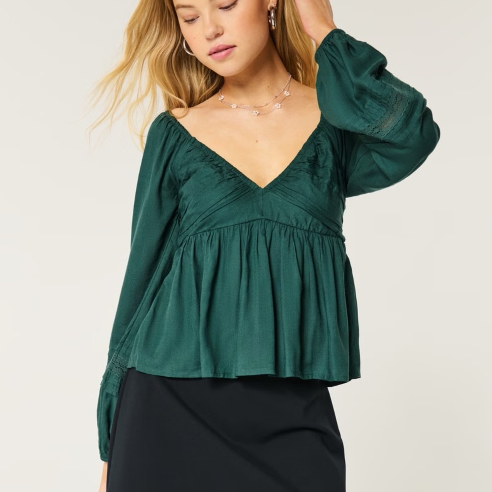 hollister - easy ruched bust babydoll top, LARGE, NWT